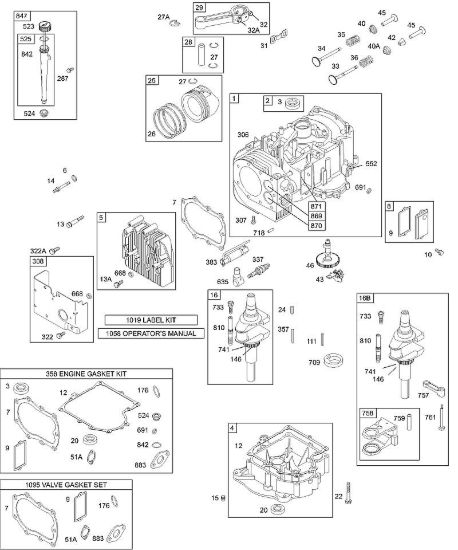 F - Cilindro, testata, olio, pistone, coppa, albero motore, guarnizione B&S - 28 €¦ 28M707-1183-E1 brand Stihl